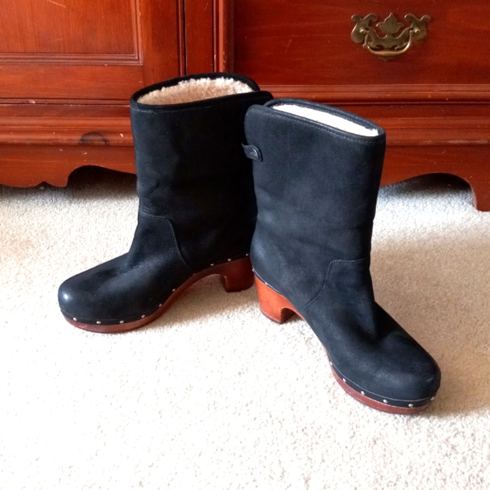 Ugg Suede Wooden Heeled Boots - Picture 5 of 10